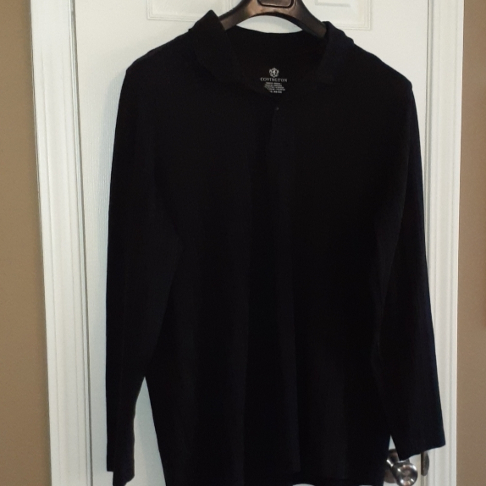 Covington Black long sleeve polo shirt. XL GUC